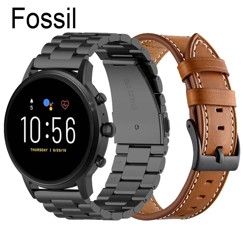 Metal Watchband  For Fossil Gen 6 44mm Smart Watch Bracelet Genuine Leather Strap For Fossil  Gen 5/5e 44mm LTE 45m Replace blet
