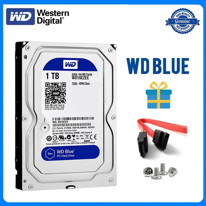 

Внутренний жесткий диск Western Digital WD, синий, 3,5 дюйма, 5400 об/мин, 64 Мб кэш-памяти, SATA III, 6 искусственных жестких дисков, жесткий диск для настольно...