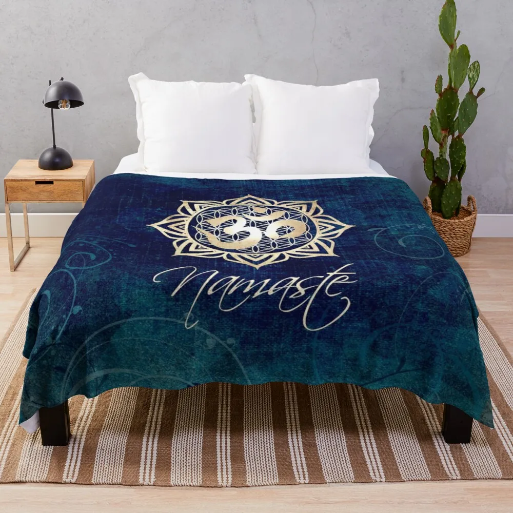 

Namaste Lotus Flower of Life Mandala Throw Blanket Flannels Retractable And Reclining Sofa Blanket Blankets For Baby