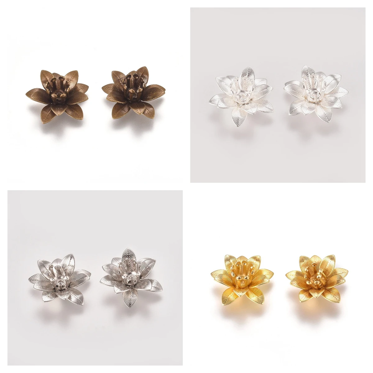 Латунь + бисер в форме цветка 10 шт