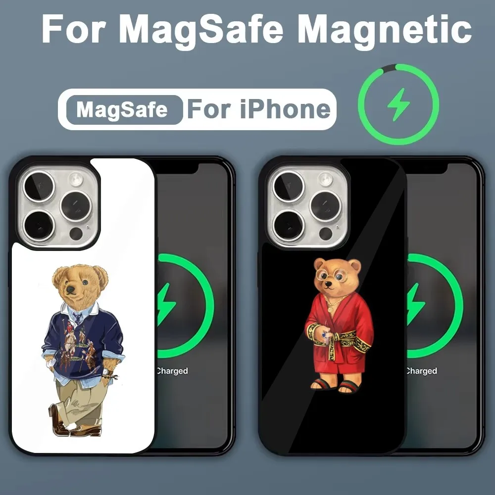 Fashion Baron F-Filou B-Bear Phone Case For iPhone 16 15 14 13 12 11 Plus Pro Max Mini Magsafe Magnetic Wireless Charging
