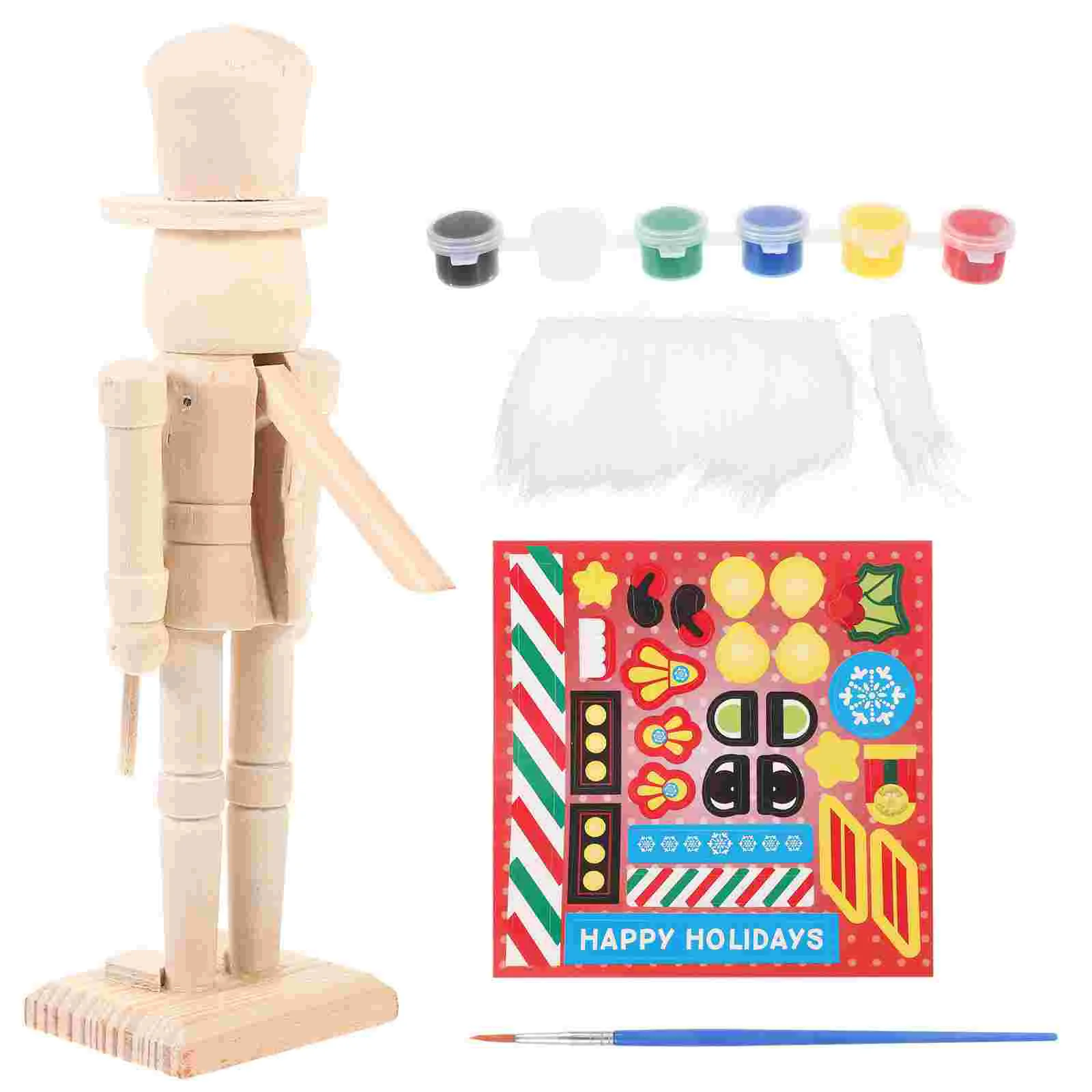 

Wooden Unfinished Nutcracker Figurine Christmas Ornament Unpainted DIY Blank Puppet