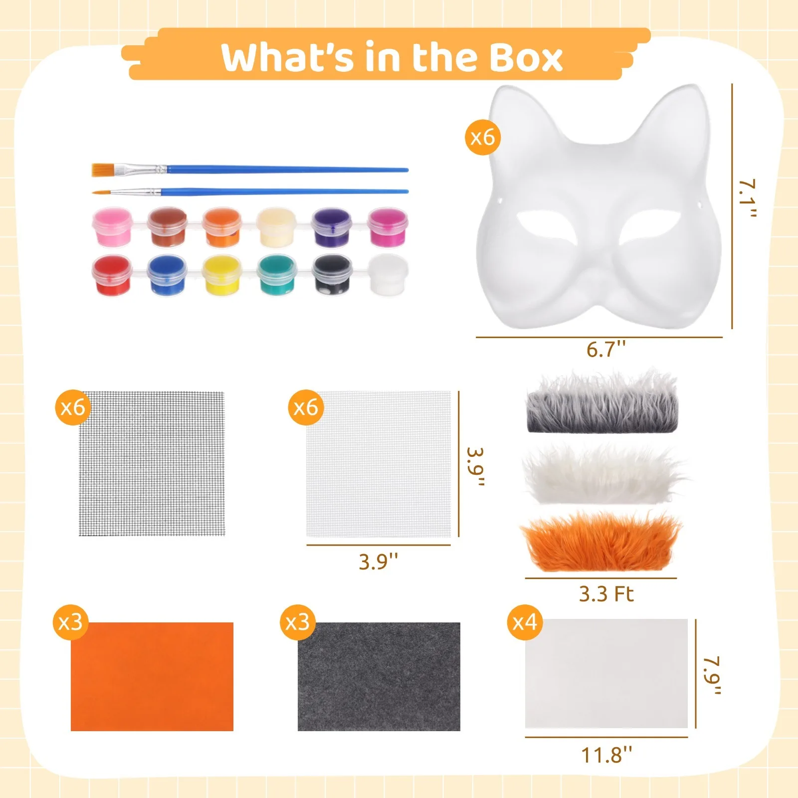 6 шт. Маски лисы DIY Therian для рисования и фетра Аксессуары художественных ремесел