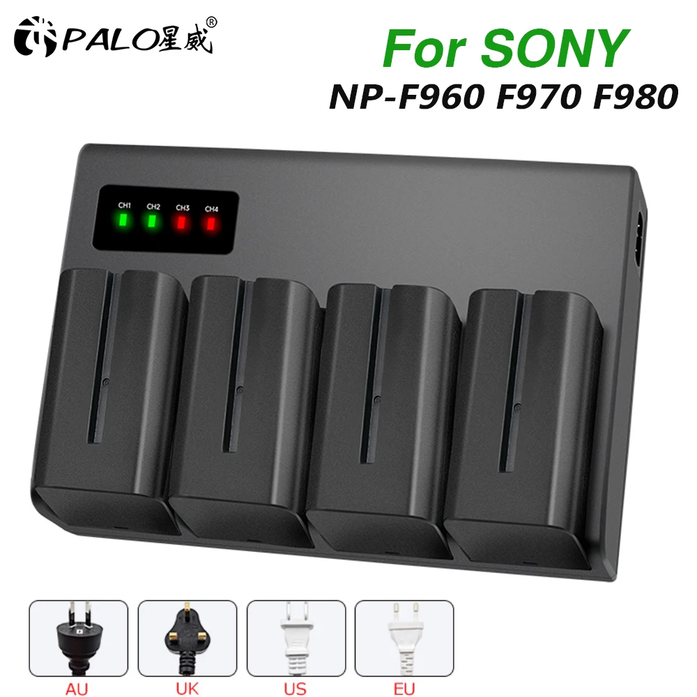 Светодиодные аккумуляторы с 2 - 4 слотами для зарядки батарей SONY NP - F930 NP - F950 NP - F750 F550 NP - F550 NP - F770 NP - F960 NP - F980