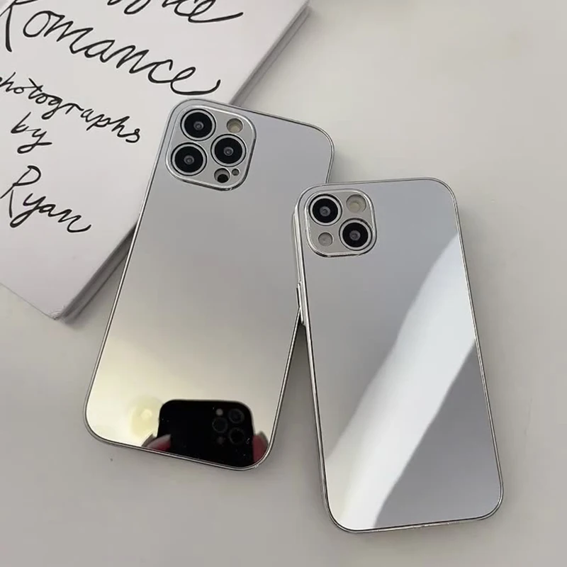 Electroplated Mirror Phone Case For Iphone 14 11 12 13 Pro Max Full Cover Solid Color For Iphone X Xs Xr 7 8 Plus Anti-Drop Case