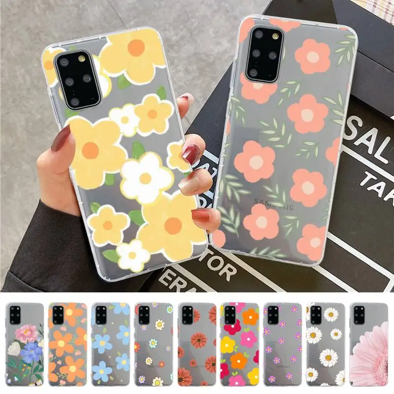 

Colorful Daisy Flowers Phone Case for Samsung S20 S10 lite S21 plus for Redmi Note8 9pro for Huawei P20 Clear Case