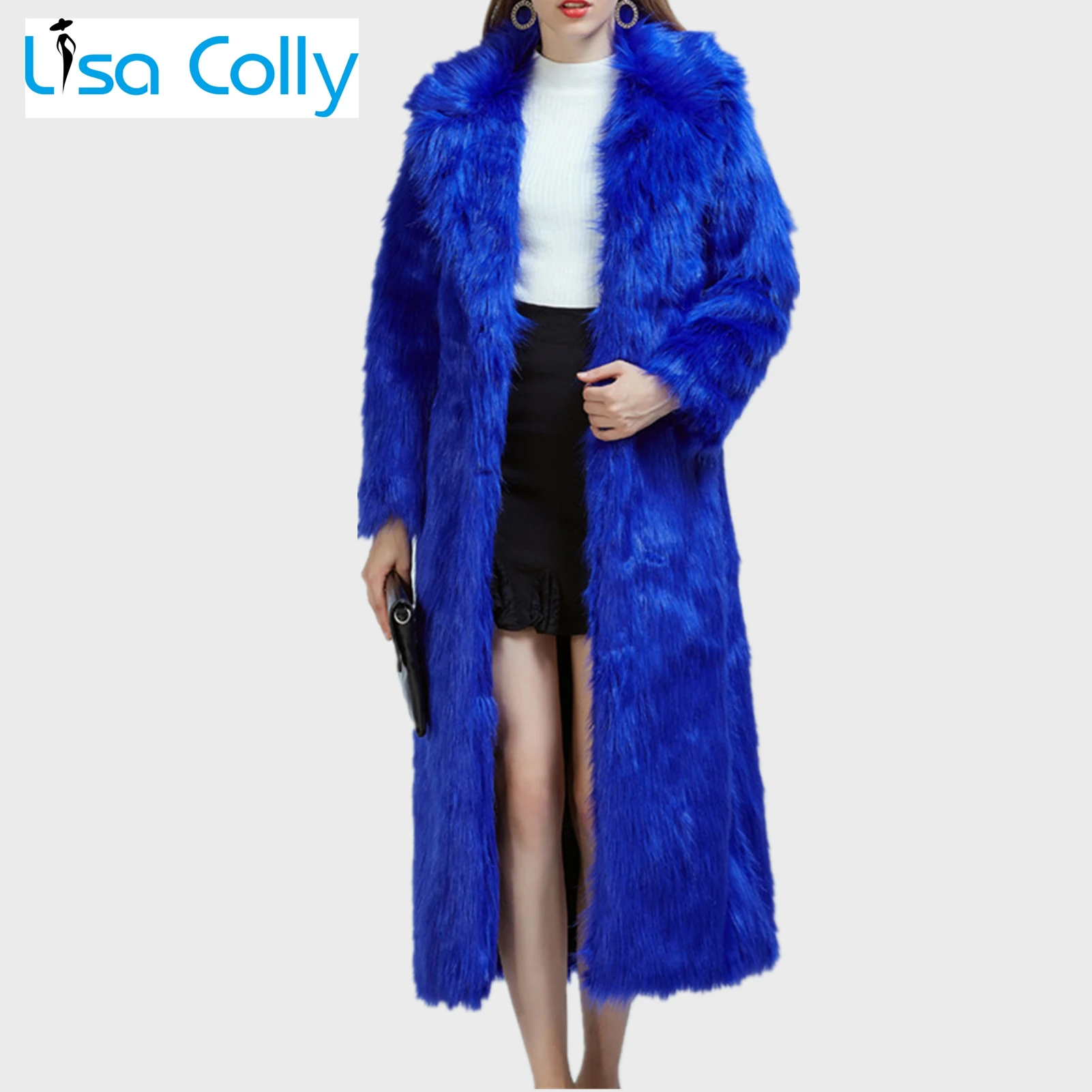 Women Winter Coat Overcoat Luxury Long Sleeve Faux Fur Coat Thick Warm Fur Jacket Slim Black Faux Fox Fur Coats Fluffy Jacket