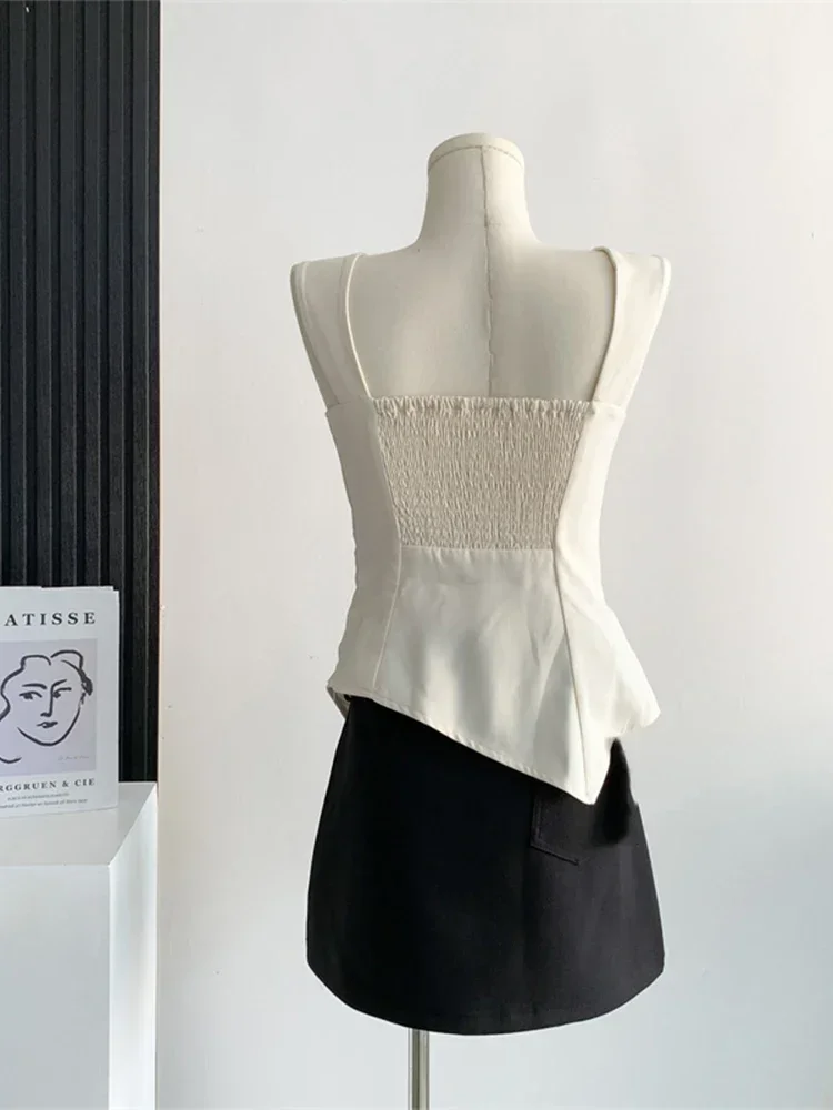 Женский топ на бретелях белый полиэстер