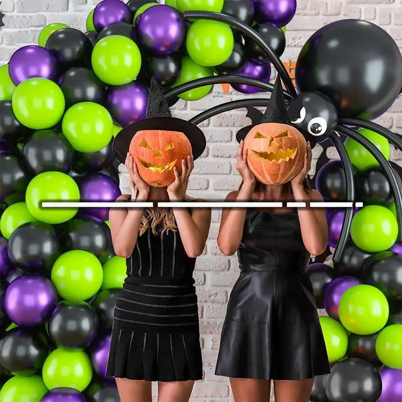 

Black Purple Green Balloon With Spider Eye Arch Durable Reliable Halloween Balloons Arch Kit For Birthday Party Halloween Events