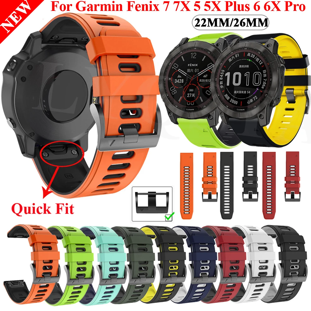 

Ремешок силиконовый для Garmin Fenix 6X 6 Pro 5X 5Plus 3HR, быстросъемный браслет для наручных часов Fenix 7 7X, 26 22 мм