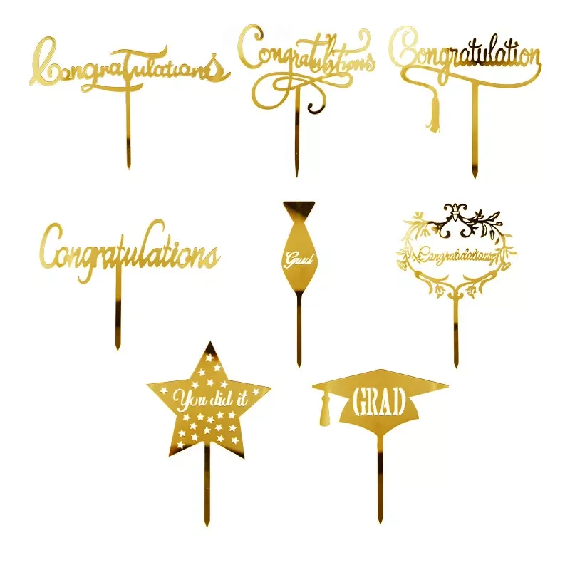 

NEW2023 Gold Congratulations You Did It Grad Cake Topper Graduation Celebration Cake Decoration Party Supplies Baking Accessorie
