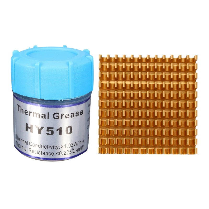 

HY510 10G Grey Thermal Conductive Grease Paste & Gold Tone Aluminium 40Mmx40mmx11mm Heatsink Cooling Cooler Fin For CPU