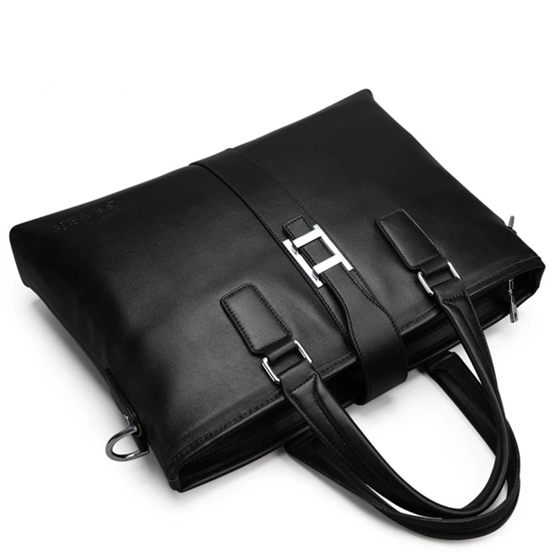 Men's Briefcase Shoulder Messenger Bag Men Leather 14 Inch Laptop Bag Men's Business Portable Meeting Leather Bags Messenger