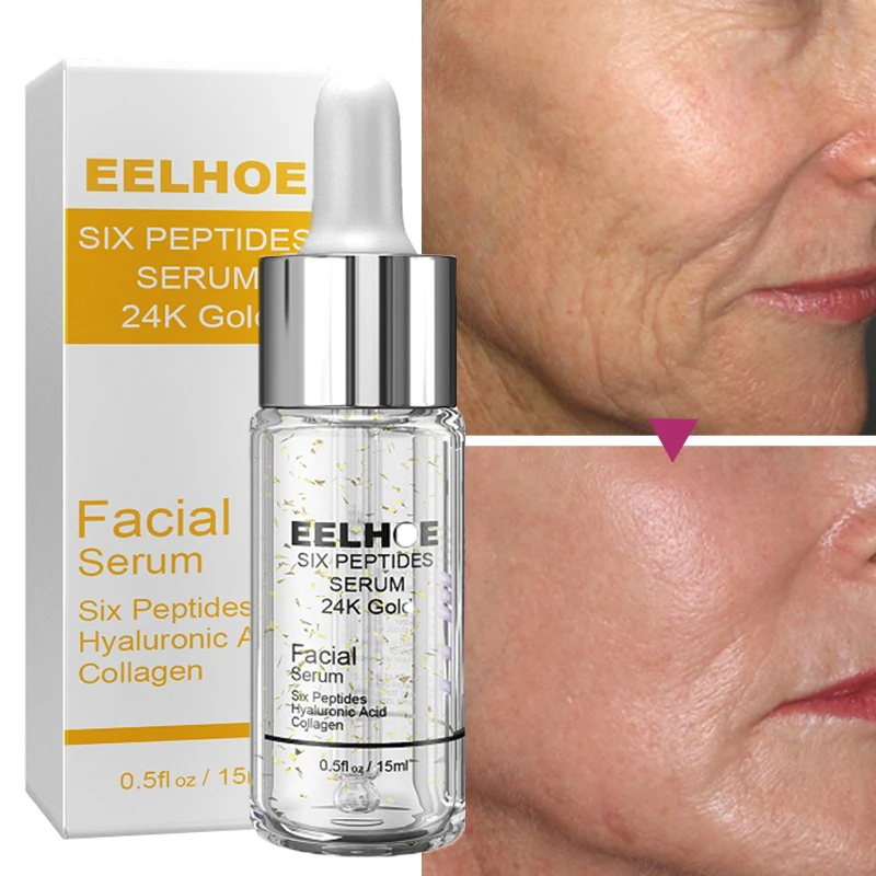 

EELHOE 24K Gold Serum Six Peptides Collagen Anti Aging Firming Face Skin Care Hyaluronic Acid Moisturizing Anti-Wrinkle Essence