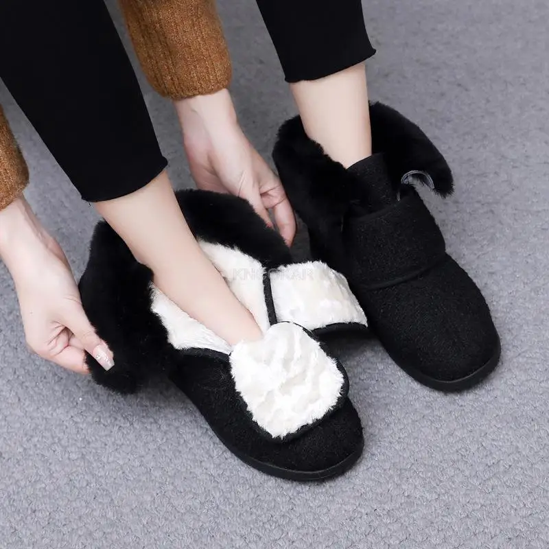 Новые зимние плюшевые и теплые женские высокие хлопковые сапоги шерстяные