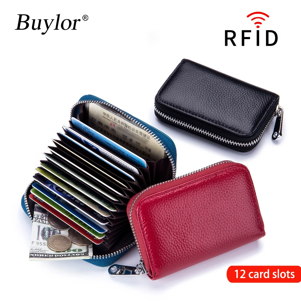 Buylor RFID-кошелек с блокировкой бумажники из натуральной кожи для мужчин и женщин