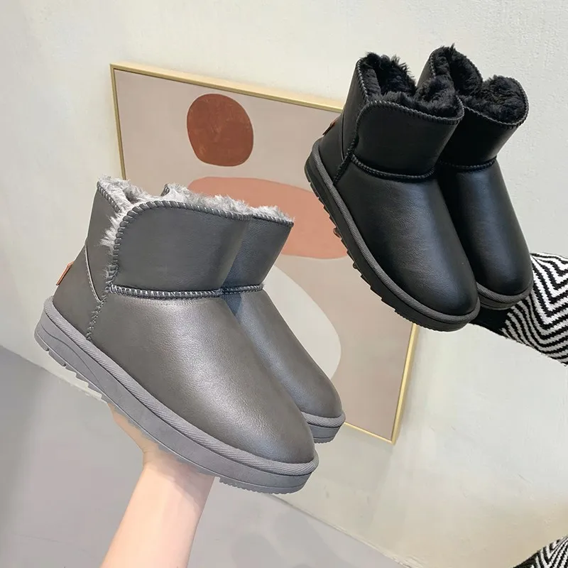 Зимние Теплые Женские Ботинки Из Бархатной Кожи До Середины Икры