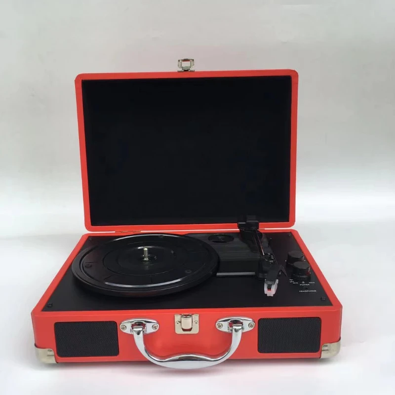 Gramophone Vintage Suitcase 3 Speed Turntable Blue Tooth Gramophone Vinyl Music Record