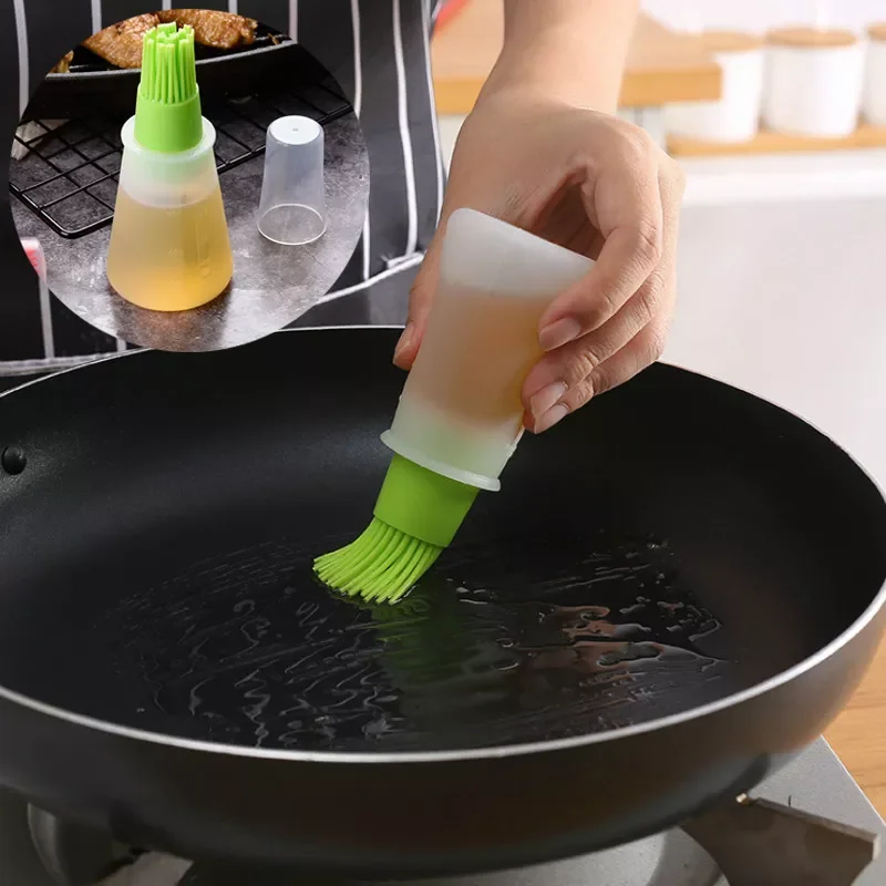 

2023New Silicone Oil Brush Kitchen BBQ Pincel Oleoo Grill Oil Bottle Brush Portable Oil Brushes with Bottle Kitchen Accessories