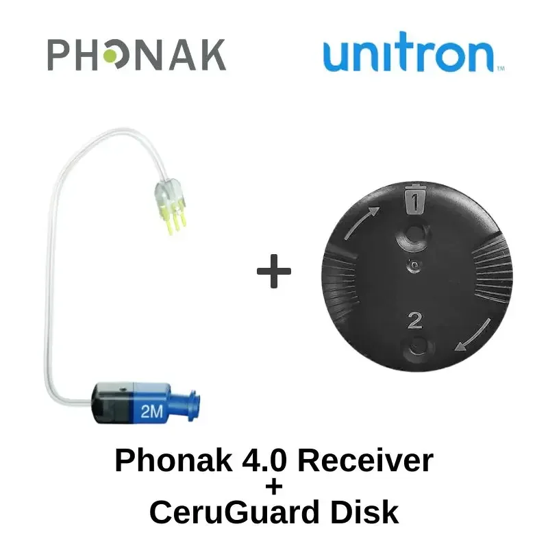Фото Комплект для замены слухового аппарата Phonak Unitron RIC: 1 шт. приемник Phonak SDS 4.0 + 1 упаковка восковых фильтров CeruGuard №1