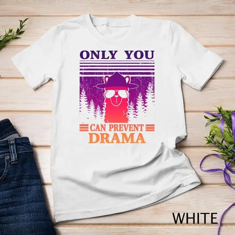 Фото Футболка унисекс Llama Camping Only You Can Prevent Drama Gifts для мужчин и женщин №1