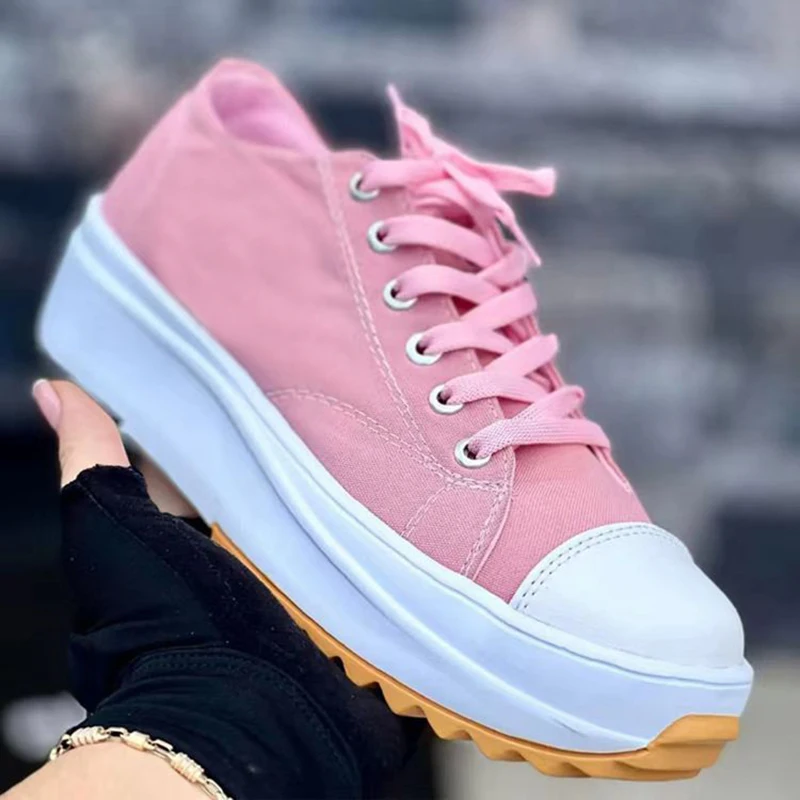 

2022 Spring Low Top Women's Single Shoes Thick Soled Flat Soled Women's Shoes Flat Soled Women's Vulcanized Outdoor Sports Shoes
