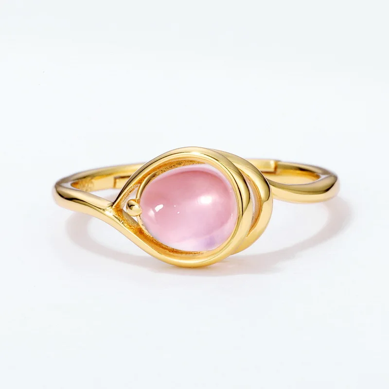 

Женское кольцо из серебра 925 пробы, с розовым кварцем