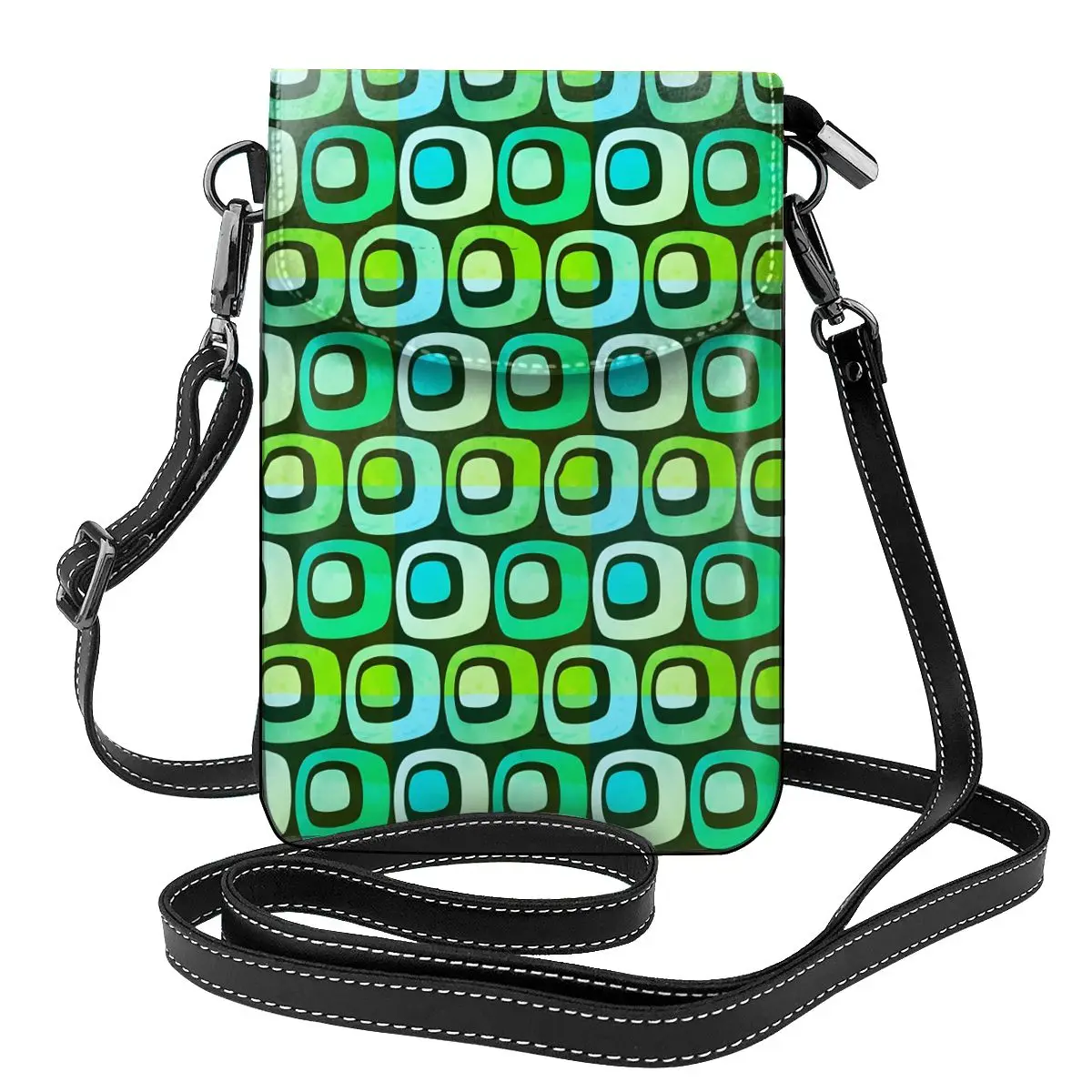 

Retro Square Shoulder Bag Geometric Print Female Fashion Women Bags Stylish Leather Business Purse