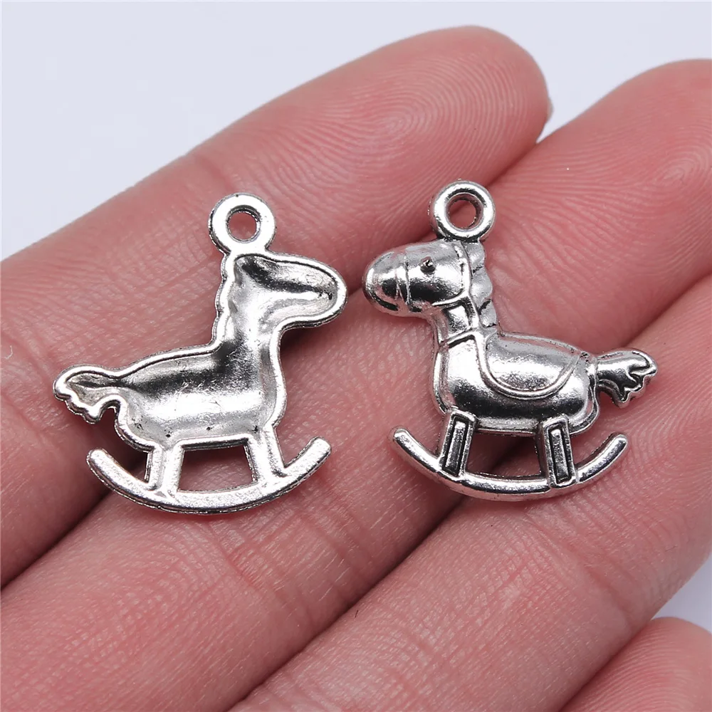 10 шт. 23*21 мм подвеска в виде лошади-качалки игрушки животных из металлического