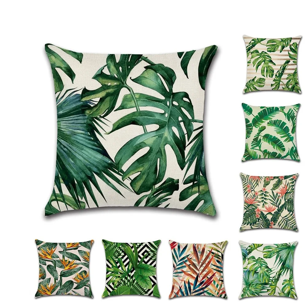 

Natural Plants Printing Series Pattern Pillowcase For Sofa Throw Pillows Square 45cm Tropical Cushion Cover Home Decor