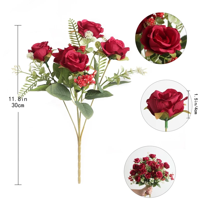 

Искусственные розы шелковые 1/2 букета