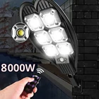 8000 Вт COB Светодиодный уличный фонарь на солнечной батарее большой диапазон водонепроницаемый с дистанционным управлением датчик движения наружный садовый настенный светильник для безопасности