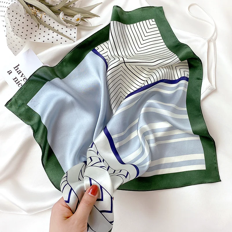 

Fashion Hairband 100% Silk Scarfs For Ladies Small Shawls Neck Scarves Female 53*53cm Square Handkerchief Hair Scarf For Women