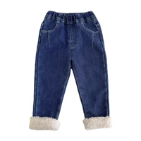 2022 autumn and winter new jeans baby girl clothes baby boy clothes high waist solid color jeans childrens clothing
