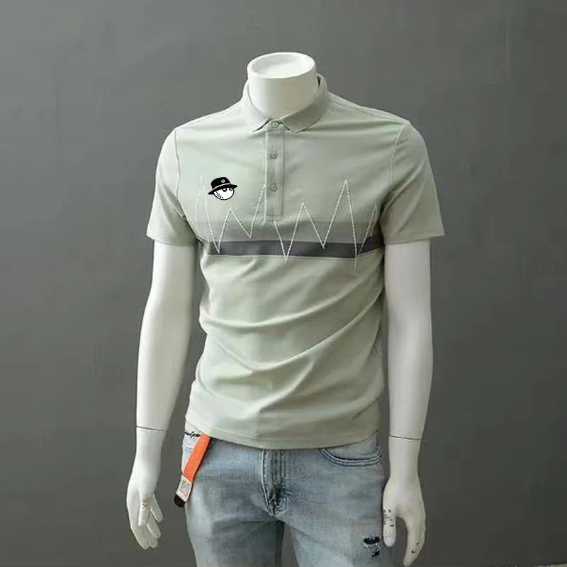 Embroidery Golf Shirts for Men Golf Clothing Summer Men's Golf Polo T-shirt Comfortable Breathable Tops Short Sleeves Golf Wear