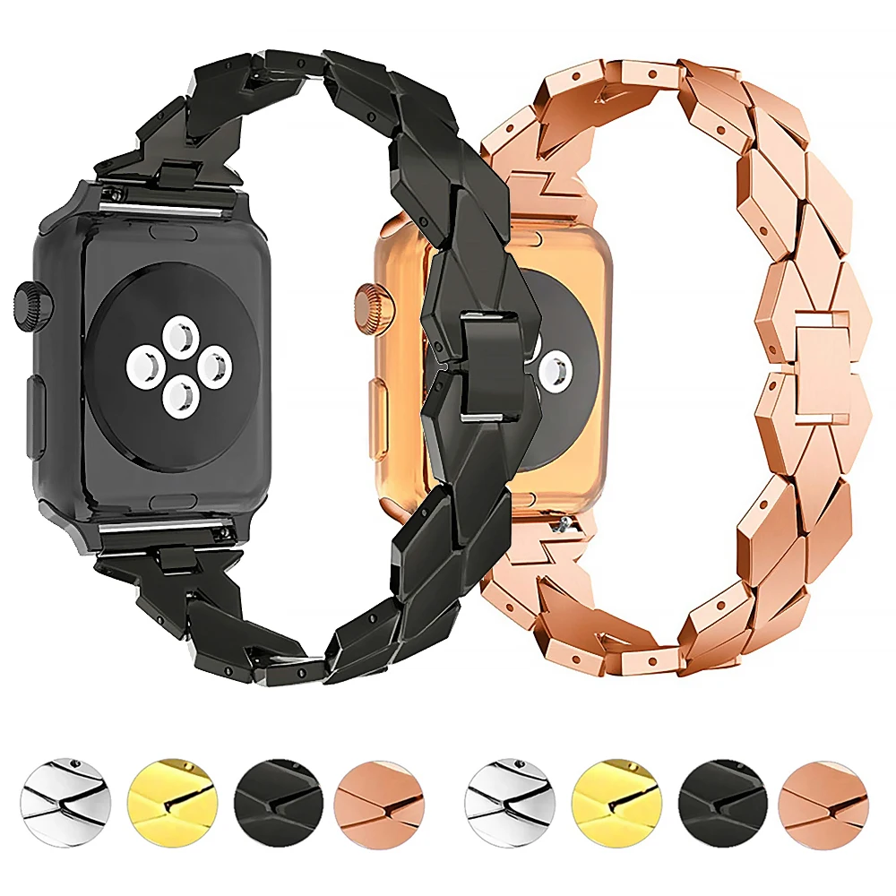 

Luxury Metal Strap For Apple Watch Band 7 41mm 45mm Smartwatch Belt Bracelet iWatch Series 7 6 SE 5 3 44/40mm 38/42mm Wristbands