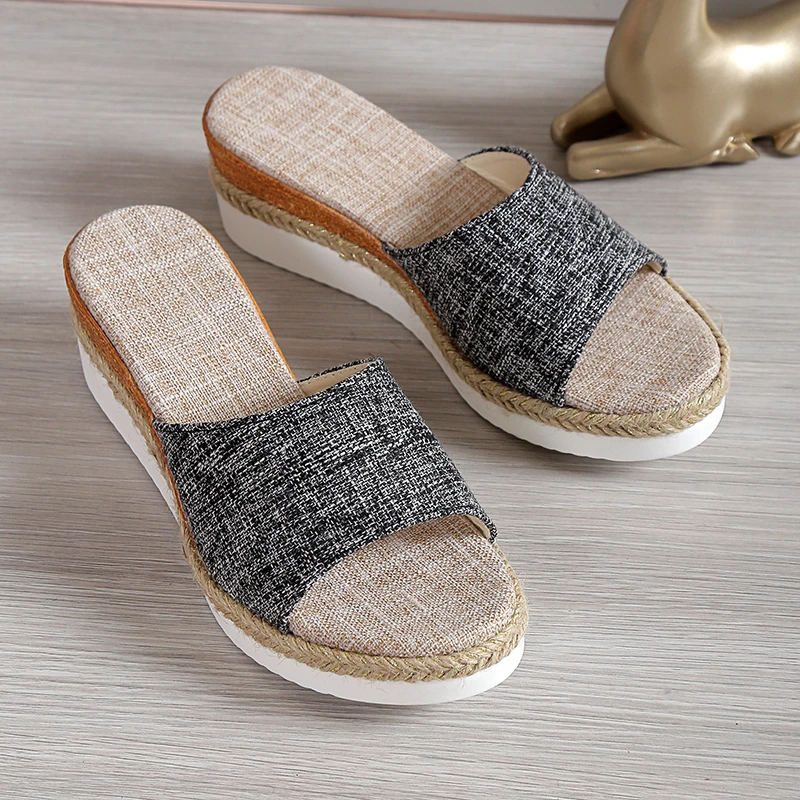 Women Sandals Elegant Woman Shoes with Low Heels Wedge Sandals Summer   Peep Toe Platform Sandals Ladies Slippers