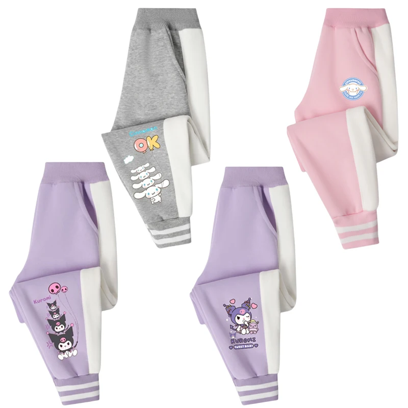 

Детские спортивные брюки Sanrios Kuromi Cinnamoroll с аниме мультяшным принтом, милые детские брюки для девочек на осень и зиму, свободные спортивные брюки
