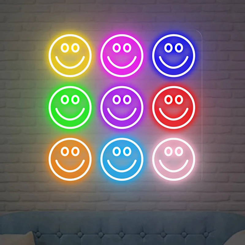 Неоновая вывеска Smile с счастливым лицом неоновые вывески винтажная неоновая