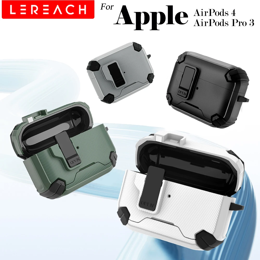 Фото Чехол Lereach для AirPods 4, AirPods 3 Pro с магнитной защитой от падения и портативной подставкой №1
