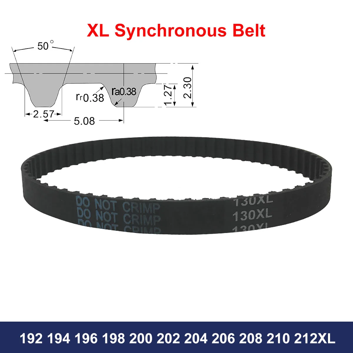 

1Pcs XL Timing Belt 192 194 196 198 200 202 204 206 208 210 212XL Width 10mm 12.7mm Rubber Synchronous Belt Drive Belt