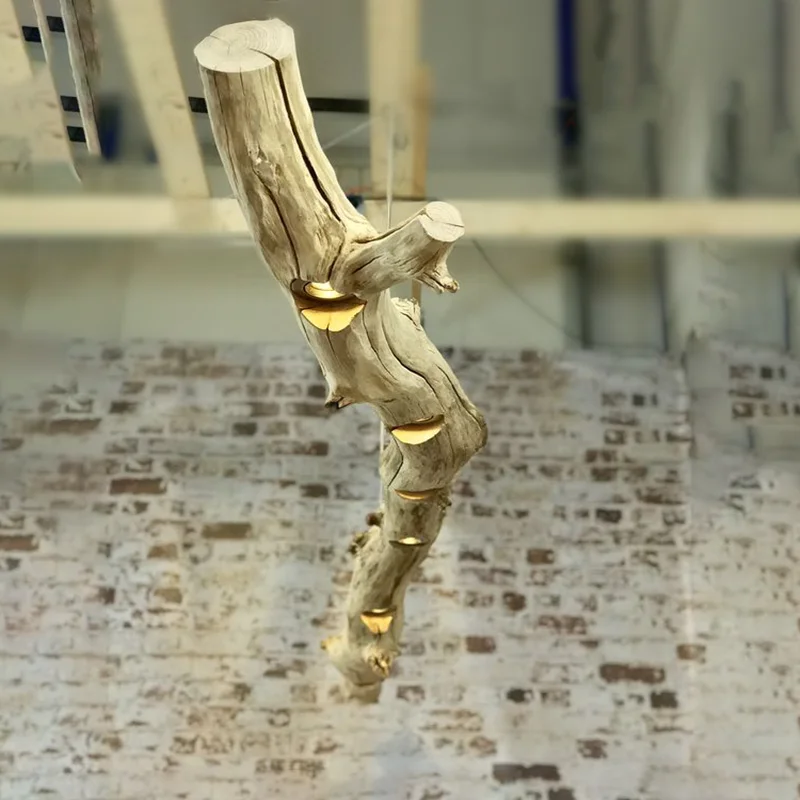 Подвеска из цельной древесины оригинальная зеленая искусственная ветка Женская