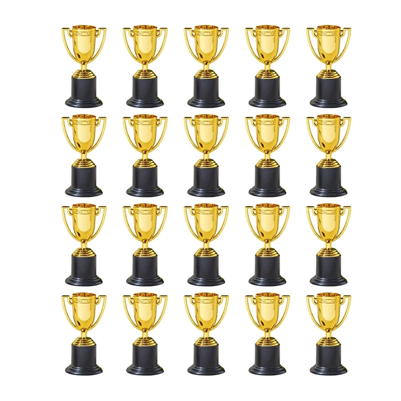 

20PCS Mini Plastic Gold Cups Trophies For Party Children Early Learning Toys Prizes Children's Holiday Trophy Reward