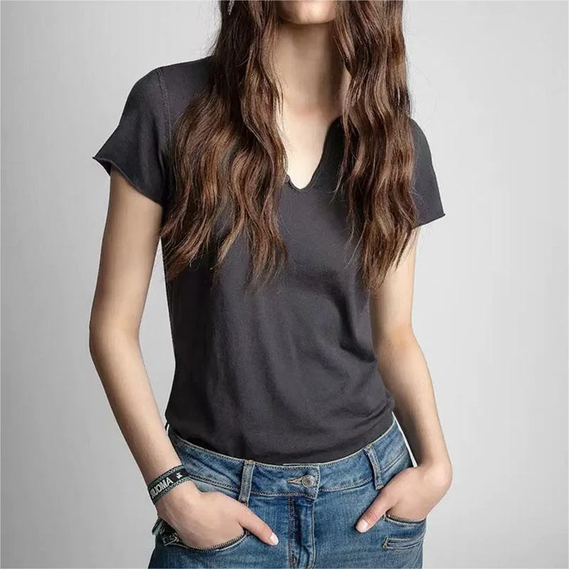 Zadig Женские футболки Модная серая летняя футболка с коротким рукавом Женская