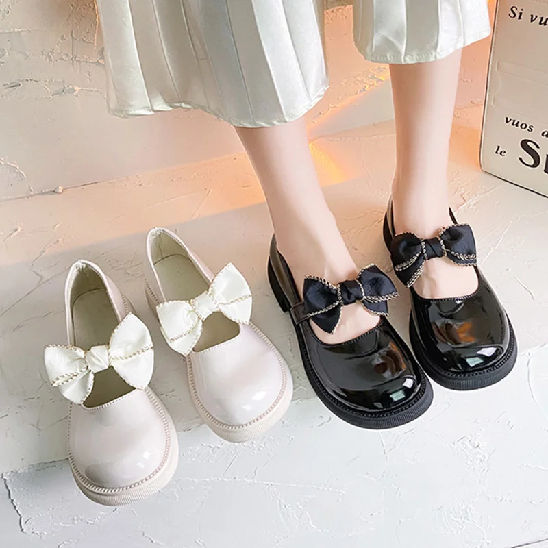 

Patent Women Oxford Shoes Leather Mary Janes Shoes Big Bow Princess Shoes For Girls Low Heels Casual Shoe Shallow Lolita