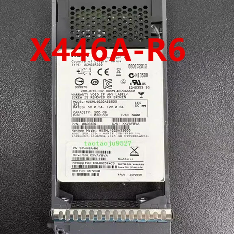 

Original Almost New Solid State Drive For NETAPP 200GB 2.5" SAS SSD For X446A-R6 SP-446A-R6 108-00257