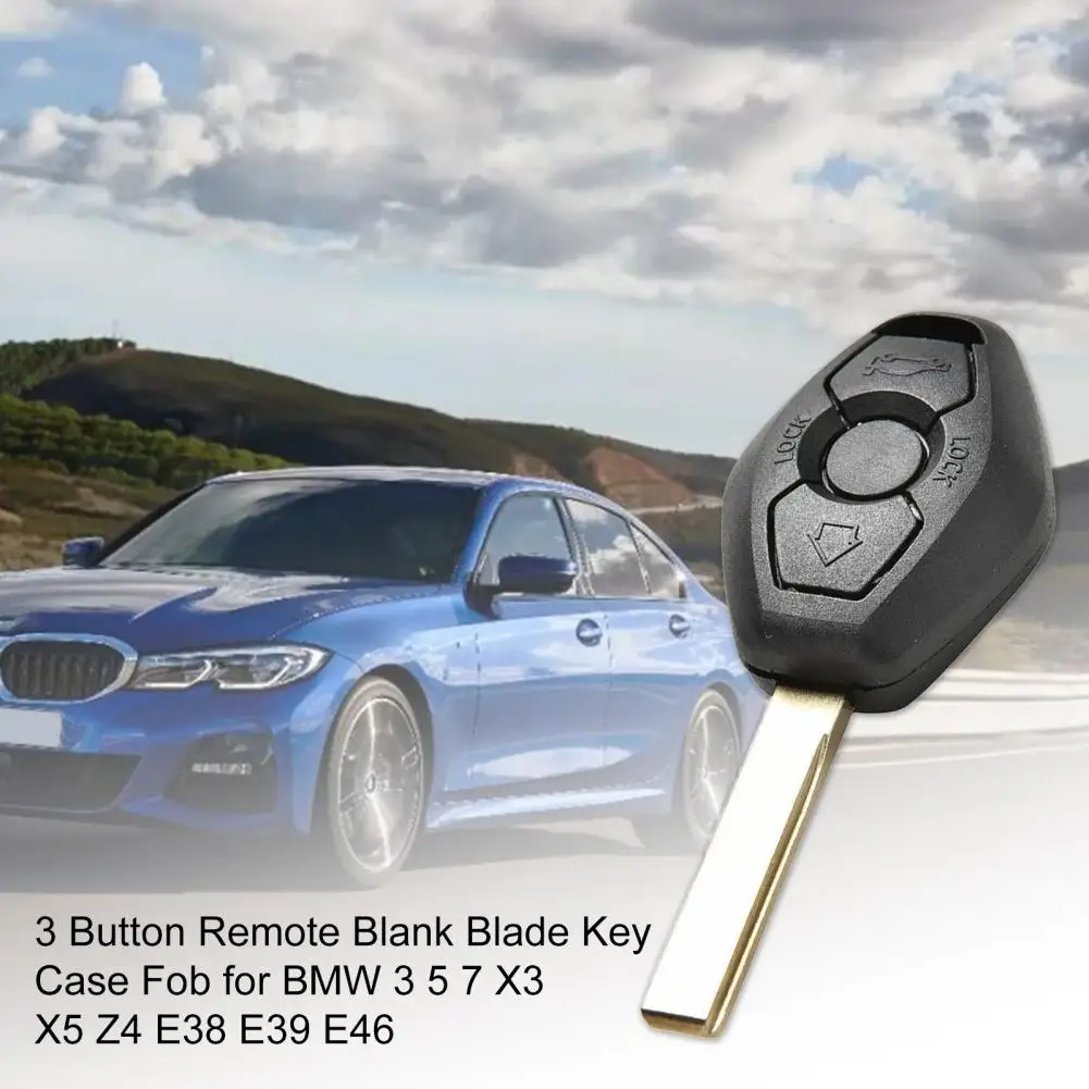 

3 Button Remote Blank Blade Key Case Fob for BMW 3 5 7 X3 X5 Z4 E38 E39 E46