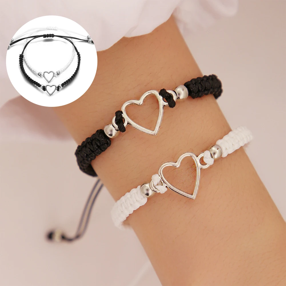 

New Brand Braided Bracelet Adjustable Rope For Women Woven Bracelet Letter Hollow Heart Tassel Friendship Lovers Bracelet Gift