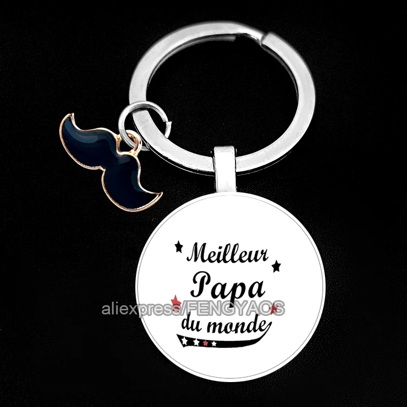 French Father Gift Keyring You Are The Best Papa Keychains In French Text Purse Bag Keychain Thanksgiving Gift for Father images - 6
