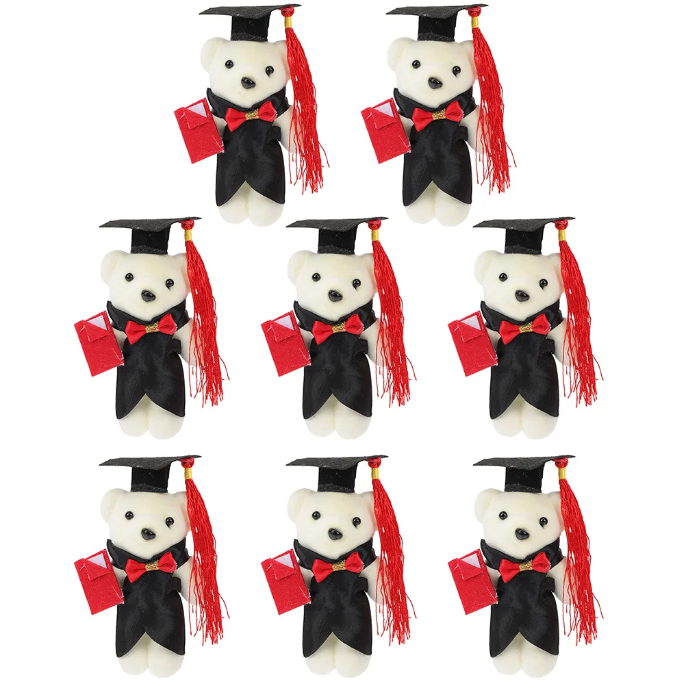 

8 Pcs Graduation Season Bear Bouquet Ornaments Mini Gifts DIY Accessories Stuffed Bears Adorable Dolls Small Flower Decors